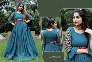 ที่สวยที่สุดในเมืองสายนำเข้าผ้าชุดยาวที่มีแฟนซีปักแขนทำงานที่มีเข็มขัดที่สวยงามและราคาต่ำ - Product Image 5