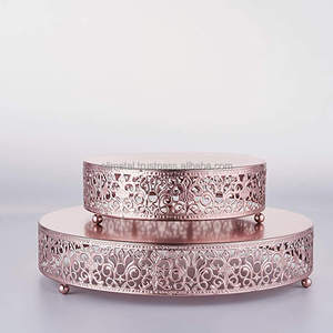 Soporte redondo de Metal de encaje para pastel de boda, expositor de postres, rubor, oro rosa, aspecto metálico brillante para postres, magdalenas y pastelería - Product Image 2