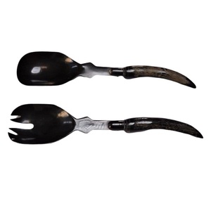 Ensembles de cuillères à salade en corne de bœuf ou de bœuf naturel, 50 pièces, emballage de LOGO OEM personnalisé, petite couleur - Product Image 1