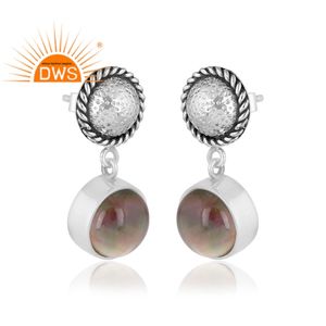 ออกซิไดซ์925สเตอร์ลิงสีเทาคู่ม็อบคริสตัลอัญมณีห้อยต่างหูเครื่องประดับ - Product Image 4