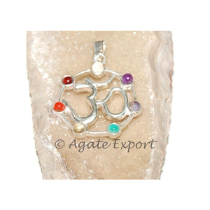 Om Chakra colgantes de Metal de ágata de exportación - Product Image 1