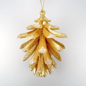 Classique meilleure vente noël nouvel an traditionnel suspendu arbre décoration or paillettes acrylique 3D pomme de pin ornement - Product Image 2