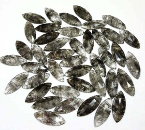 Marquesa de cuarzo Natural turmalinado, piedra preciosa tallada en rosa, tamaño calibrado 30x12mm, para fabricación de joyas, precio al por mayor - Product Image 3