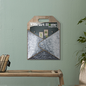 Pochette murale en bois pur et métal galvanisé avec finition brute parfaite pour l'organisation du courrier et des magazines à des prix abordables - Product Image 2