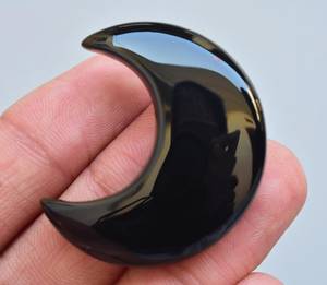 Luna creciente de ónice negro increíble para diseño de joyería, piedra preciosa Natural, luna de ónix negro, cabujón suelto para anillos - Product Image 1