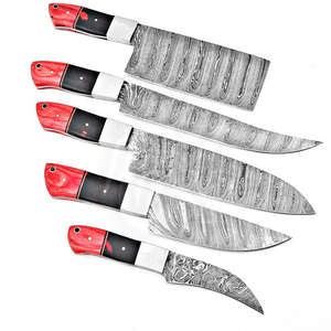 Handmade Damascus Steel Chef <b>Knife</b> <b>Set</b> with Wood Handle 5 Blades Custom OEM Packaging Camping <b>Knife</b> - Product Image 5
