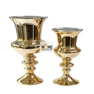 Декоративные напольные металлические вазы для пола под золото, дизайнерские антикварные металлические вазы ручной работы, большие уличные металлические золотые вазы