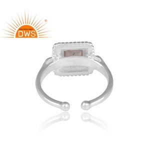 Bague en pierre précieuse Labradorite, accessoire de bijouterie carrée en argent 925 fait à la main, forme rectangulaire - Product Image 4