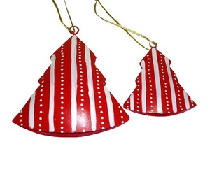 METAL RED CHRISTMAS <b>TREE</b> WHITE LINE DESIGN CHRISTMAS HANGING ORNAMENT HIGH QUALITY CHRISTMAS <b>TREE</b> DECORATION - Product Image 1