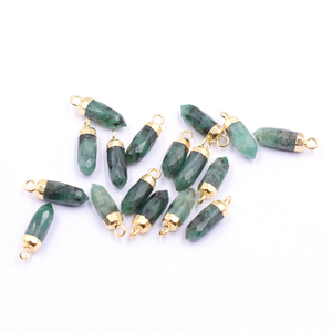 Esmeralda 16-18mm Colgante de piedras preciosas naturales con fianza Forma de Punta pequeña 14K Chapado en oro May Birthstone Hallazgos de joyería - Product Image 1
