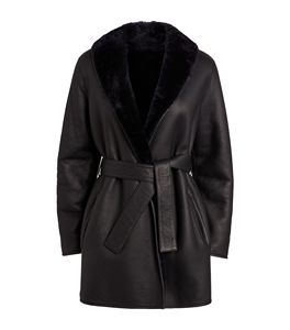 Manteau court de couleur noire, fermeture avec ceinture en cuir de mouton véritable, disponible en toutes les couleurs, fabriqué au Pakistan, - Product Image 1