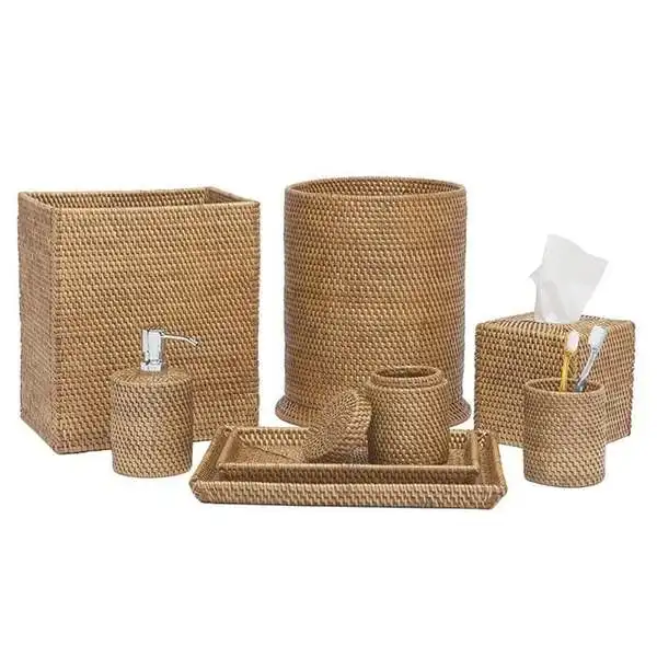 Rattan bathroom accessories set 7 pieces from Vietnam