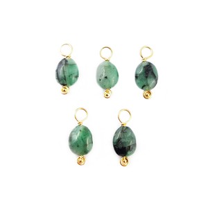 Green Emerald Smooth Oval Shaped Gemstone Charm, May <b>Birthstone</b> <b>Pendant</b>- Gemstone Wire Wrapped Charm- <b>Pendant</b> for Gift Her - Product Image 2