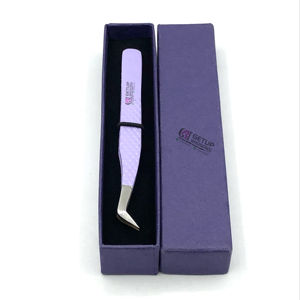 Pince à épiler d'extension de cils en acier inoxydable de conception de haute qualité revêtement en poudre violette avec des Instruments de beauté à poignée diamantée - Product Image 1