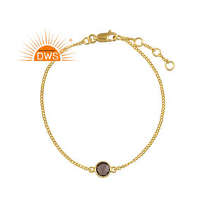 กำไลข้อมือเงินแท้ประดับควอตซ์สโมคกี้ธรรมชาติ ขายดีประจำปี 2026 สำหรับผู้หญิง จากผู้ผลิตเครื่องประดับ - Product Image 1