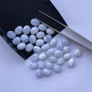 Cabujón calibrado ovalado liso de piedra de ágata de encaje azul Natural de 8mm y 10mm de proveedor de piedras preciosas a precio para hacer joyas reales - Product Image 4