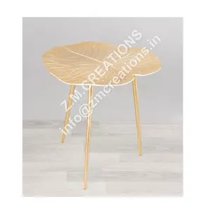 Tavolino decorativo Color oro materiale In alluminio Design a foglia mobili pieghevoli a discesa realizzati In India