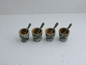 Ensemble de 3 bols en bois multicolores de 4 pouces avec cuillères jetables de couleur dorée Ensemble de vaisselle pour la maison et la cuisine - Product Image 5