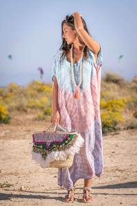 Latest Hot Collection Tie Dye <b>Kaftan</b> Chic Rayon Fabric V-Neck Short Sleeves Loose Fitting Comfortable <b>Kaftan</b> for <b>Beach</b> - Product Image 4