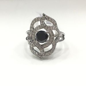 Attractive Vintage Blue Sapphire Diamond <b>Ring</b> | 14 Kt White <b>Gold</b> Classic Gemstone <b>Ring</b> for Women Engagement Jewelry Gift Box - Product Image 1