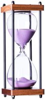 Sablier décoratif noir grand format, 60 minutes, en verre sablé fait main, personnalisable avec impression sérigraphiée