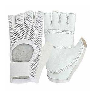 Guantes de Cuero para Levantamiento de Pesas, Medios Dedos, Transpirables, Antideslizantes, para Gimnasio y Ciclismo - Product Image 1