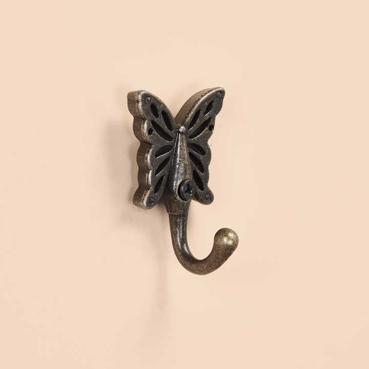 2.28" Length Metal Butterfly Shape Wall Mount Rustproof Clothes Towel Coat Hook Wall Mounted Square Toilet Kitchen Heavy Duty