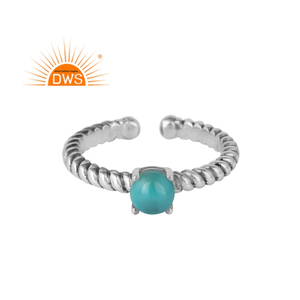 Natural Arizona <b>Turquoise</b> Bezel Setting Gemstone <b>Ring</b> Sterling Silver Handmade Trendy Oxidized Jewelry - Product Image 1