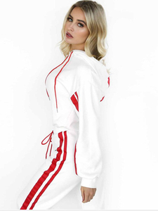 Ensemble de survêtement de maternité d'hiver pour femmes, deux pièces, motif rayé, sweat à capuche à manches longues, pantalon de jogging, évacuation de l'humidité - Product Image 3