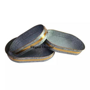 Plat de service galvanisé d'excellente qualité, forme rectangulaire, nouveau plateau de service indien élégant, vente en gros, plateau de service galvanisé - Product Image 6