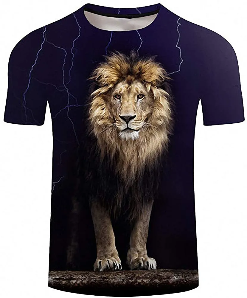 Tiger 3D Digital Printed 100% High Quality Export Oriented O-Neck Short Sleeve Men's T Shirt From Bangladesh