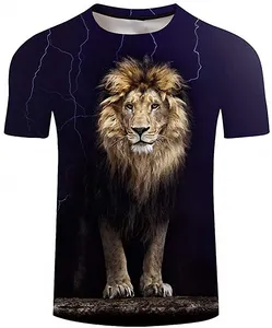 Tiger 3D Digital Printed 100% High Quality Export Oriented O-Neck Short Sleeve Men's T Shirt From Bangladesh