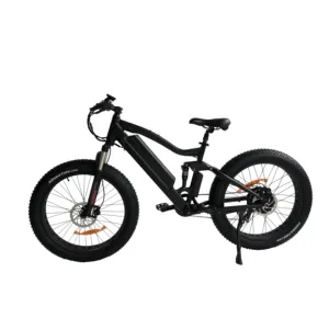 Bicicleta eléctrica de suspensión completa para adultos, motor de tracción trasera de 48V, llanta ancha, 26 pulgadas