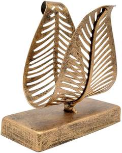 Porte-serviettes en forme de feuille en métal avec finition bronze Parfait pour le stockage élégant de papier de soie sur les dessus de table - Product Image 2