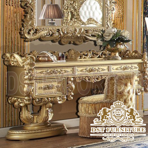 Juego de Muebles de Dormitorio Tradicional Dorado de Lujo, Juego de Muebles de Dormitorio Tamaño King CAL, Cama Tallada en Oro de Lujo y Juego de Dormitorio - Product Image 3