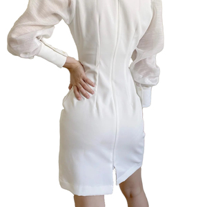Nuovi arrivi elegante abito ufficiale <span class=keywords><strong>bianco</strong></span> estate manica lunga fessura frontale abito Casual Made in Vietnam - Product Image 3