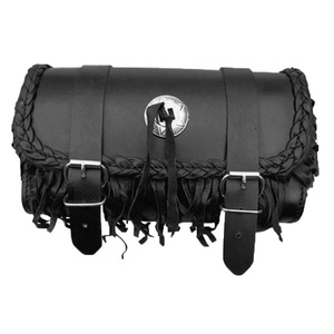 Sac latéral en cuir noir à la mode, pour moto et pour selle, résistant à l'usure, avec sangles à boucle, - Product Image 1