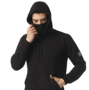 Sweat-shirt à capuche en molleton Street Fleece avec logo brodé personnalisé, col montant, masque chaud, design 2021, printemps, thermique, 100% coton - Product Image 1