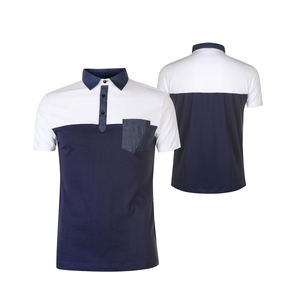 เสื้อโปโลปักลายแขนสั้นสำหรับตีกอล์ฟสไตล์แถบผ้าแห้งเร็วงานเย็บปะ - Product Image 4