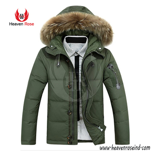 Chaqueta de plumón para hombre, abrigo grueso y cálido de piel de Color sólido con capucha, informal, a la moda - Product Image 5