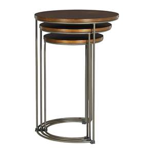 Modern Metal <b>Nesting</b> Side <b>Table</b> <b>Set</b> of 3 New Wooden Top with Metal Frame Home Bedside Hotels Restaurants Living Room Furniture - Product Image 3