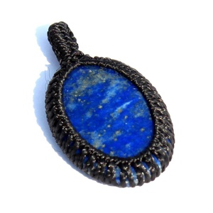 Lapislázuli cabujón forma ovalada macramé envoltura piedra colgante cristal curación piedras Piedras Naturales - Product Image 3
