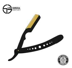 Maquinilla de afeitar de barbero de hoja única clásica Clip de metal negro y dorado - Product Image 3
