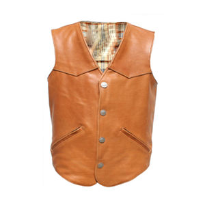 High Quality Thin Sheep Skin <b>Leather</b> <b>Waistcoat</b> Biker Vest with Zip Pockets for Motorcycles Motorbikes - Product Image 2