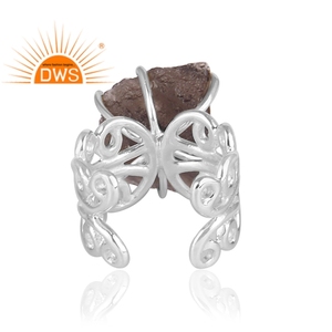 แหวนดีไซน์แบบเส้นใยอัญมณีธรรมชาติทำจากเงินแท้ของ925 - Product Image 4