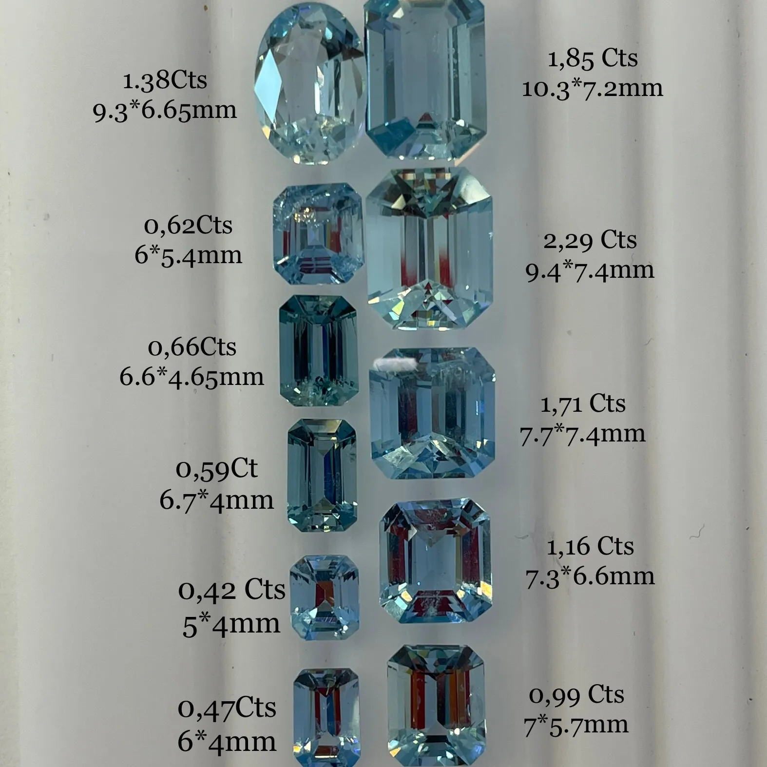 Aguamarina de calidad fina, gemas reales, Color azul medio