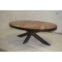 Table basse industrielle carrée et épaisse en bois de manguier, pour la maison, le café, le restaurant, le bureau et la réception