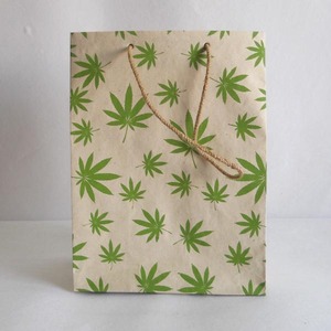 Sturdy Handmade 100GSM Hemp Handcrafted with Leaf Print Customizable Shopping Bag for Gifts and Packages Use - Product Image 2