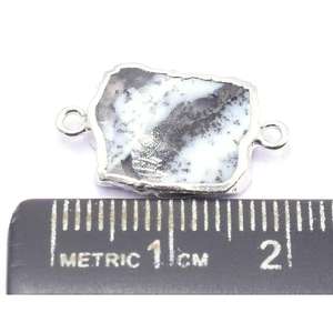 Dendritic Opal 19 to 21mm Brass Rectangle Shape Silver Plated Connector with Bail - Product Image 2