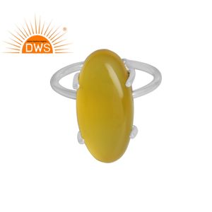 Bague en argent Sterling simple, bijou à la calcédoine jaune, vente en gros, styliste - Product Image 1